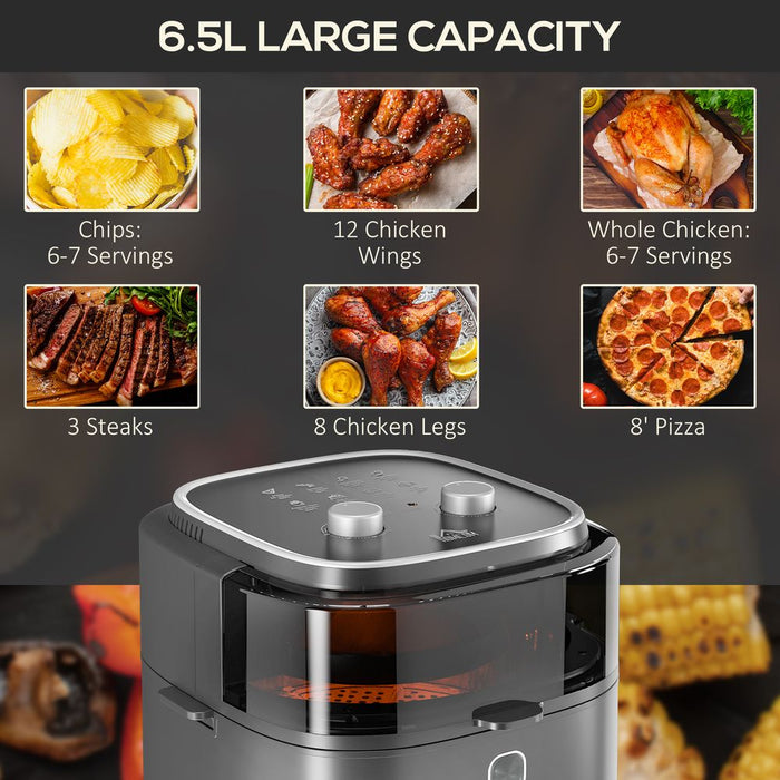 6.5L Airfryer Oven + Recipes | 60-Min Timer | Adjustable Temp 1350W | Professional Quality