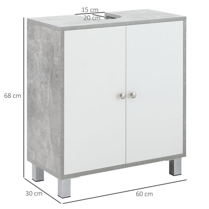 kleankin Pedestal Under Sink Cabinet with Double Doors, Modern Bathroom Vanity Unit, Storage Cupboard with Adjustable Shelves, White