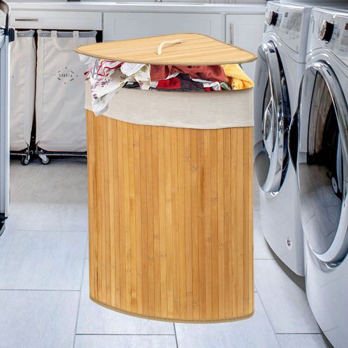 CORNER Natural Bamboo Laundry Basket-Natural