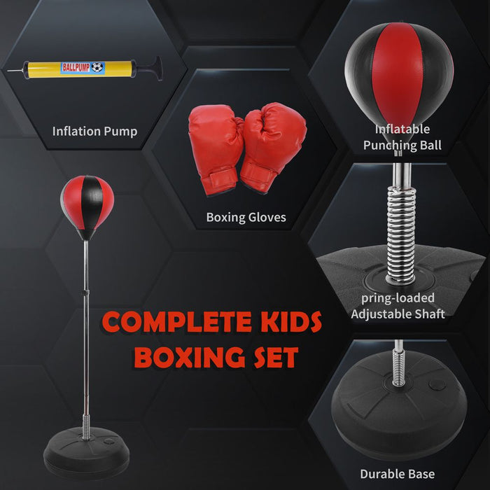 Kids Training Boxing Punching Ball Bag Set | Gloves | Adjustable | High Quality | HOMCOM