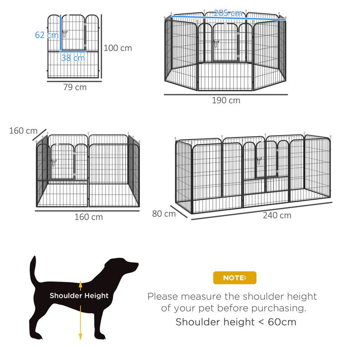 Portable Foldable Dog Rabbit Puppy Playpen - Metal Fence for Indoor/Outdoor Use - 4 Sizes Available