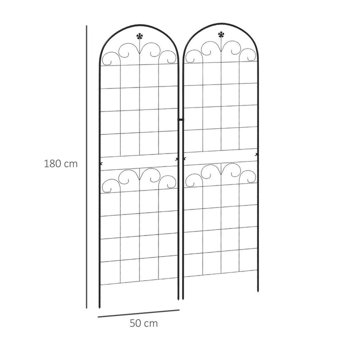 Premium Metal Trellis for Climbing Plants - Set of 2, Floral Design