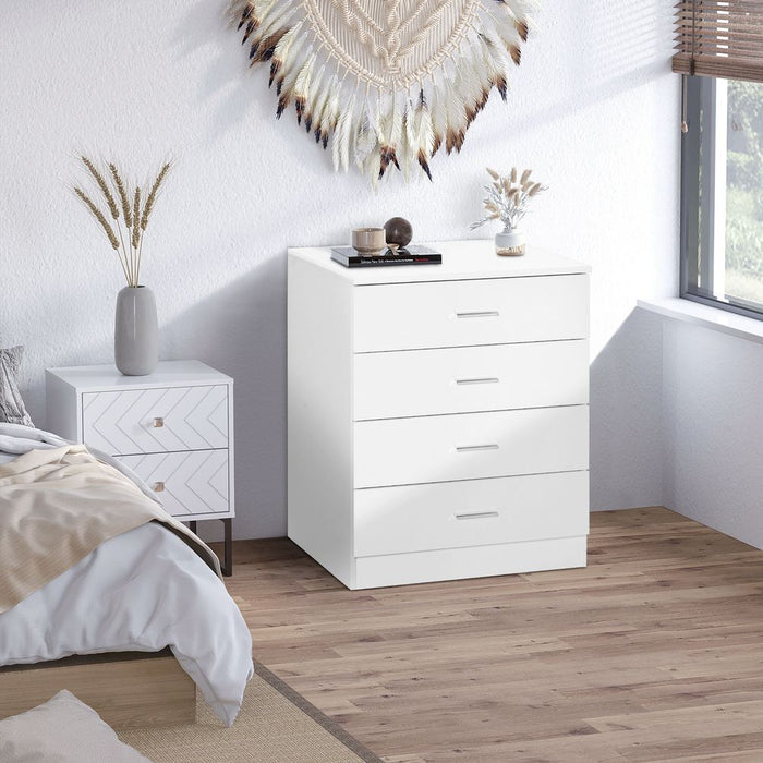 Vertical Drawer Chest | 4 Drawers w/ Metal Rails | Anti-Tip | High-Quality Storage Solution