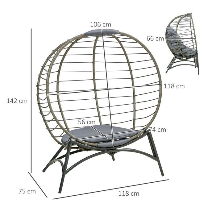 Ultimate Outdoor Relaxation: Outsunny Rattan Egg Chair with Cushion & Bottle Holder