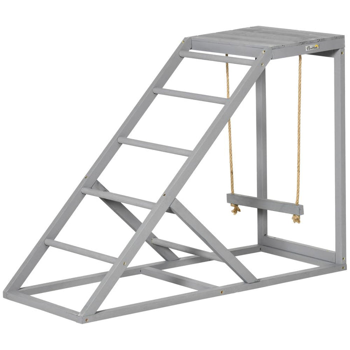 Ultimate Chicken Coop Toy: Swing, Ladder, Platform - 2 Chickens, Hens - Grey