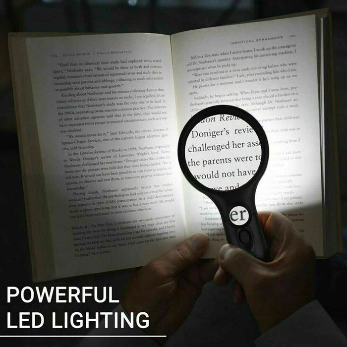 Magnifying Glass with Light LED Illuminated Magnifier with 3X 45X Magnification, Reading Magnifying Glass Jewellery Loupe Handheld