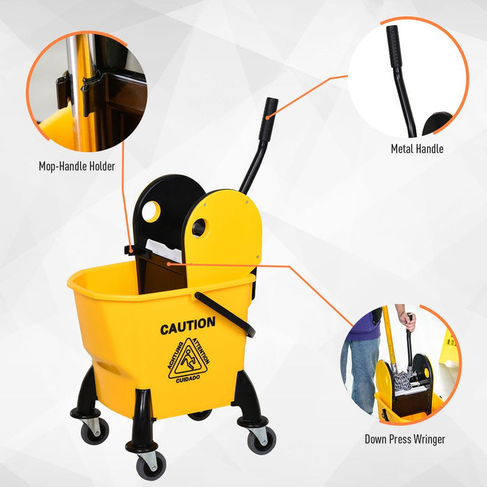 High-Quality 26L Mop Bucket & Wringer with Wheels - Yellow