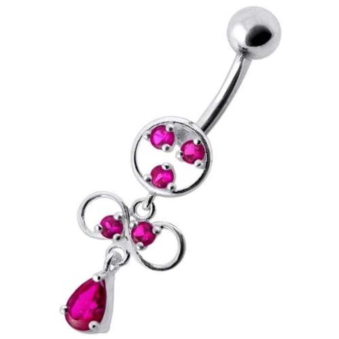 Fancy CZ Jeweled infinity logo Dangling Belly Navel Ring