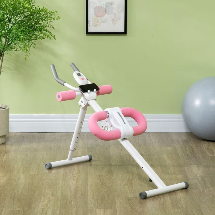 Foldable Ab Machine, Adjustable Height, LCD Monitor - Best Quality Abs Trainer for Home Gym - Comfortable & Easy Storage