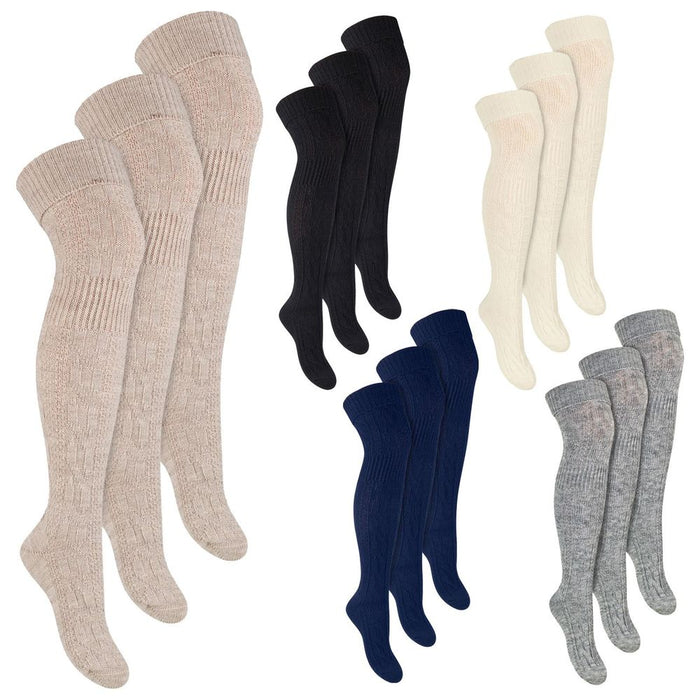 Steven - 3 PACK Ladies Wool Socks - Over Knee