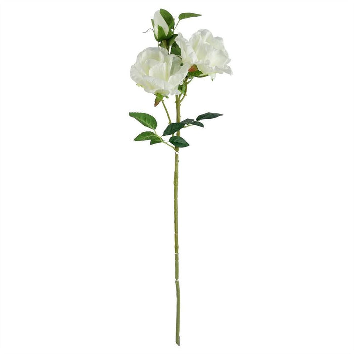 Pack of 6 x 80cm Artificial White Rose Stem - 18 flowers