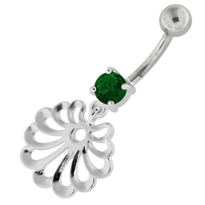 Fancy Jeweled Dangling Single Stone Belly Ring