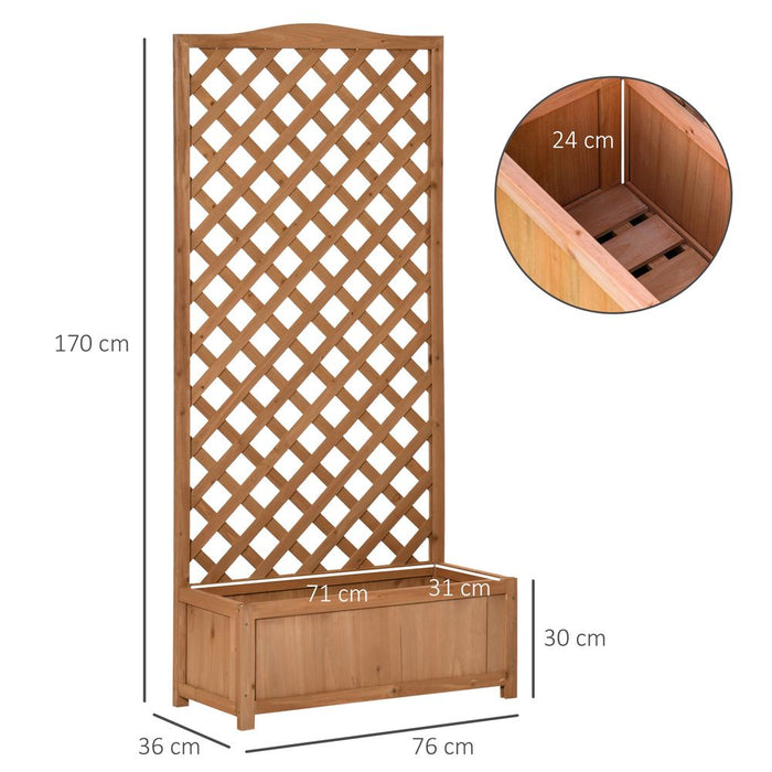 Premium 76x36x170cm Brown Wooden Planter Box with Trellis - High-Quality Garden Bed