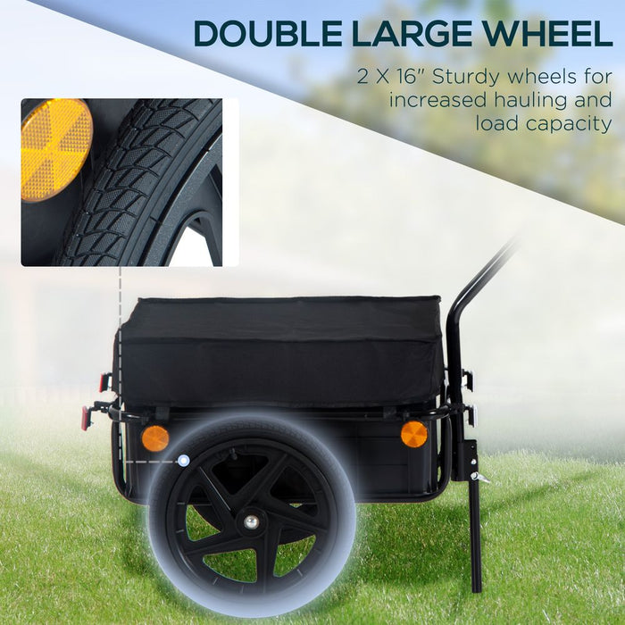 Premium Bike Trailer Stroller | Durable Cargo Trailer | Black | Steel Construction | Removable Storage Box | Sturdy & Safe | HOMCOM