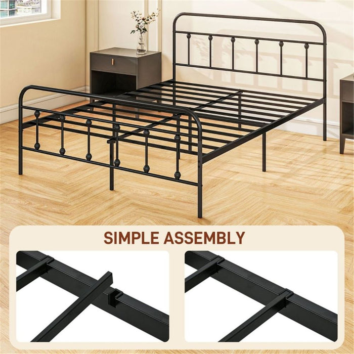 140cm Metal Bed Frame - Black 140W x 197D x 103Hcm