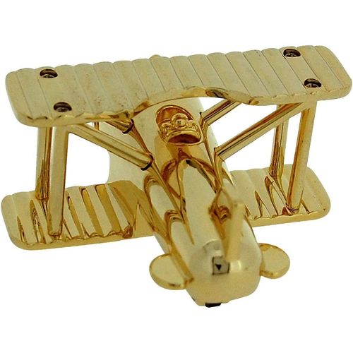 Miniature Clock Goldtone Plated Metal Bi-Plane Design Solid Brass IMP1014S - CLEARANCE NEEDS RE-BATTERY