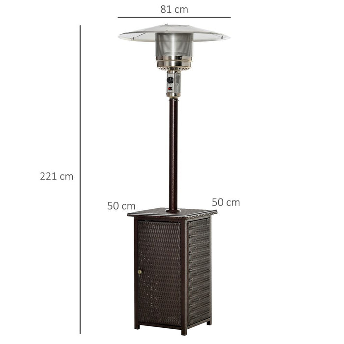 Outsunny 12KW Gas Patio Heater Wicker Rattan Terrace Standing - High Quality, Reliable Heat with Tabletop