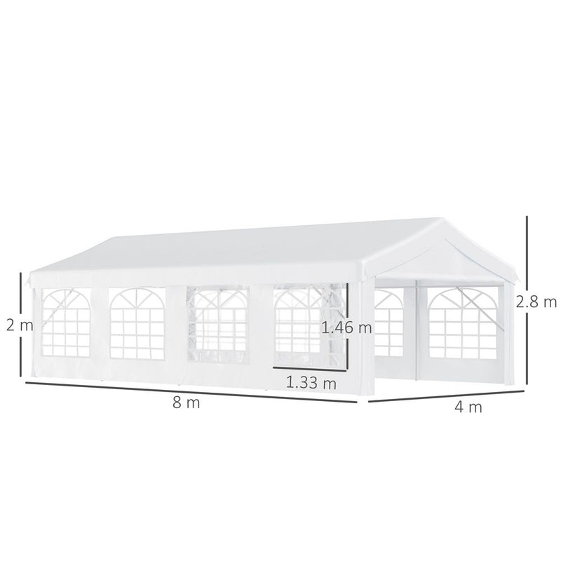 8m Gazebo Garden Marquee White - Perfect for Parties and Shelter