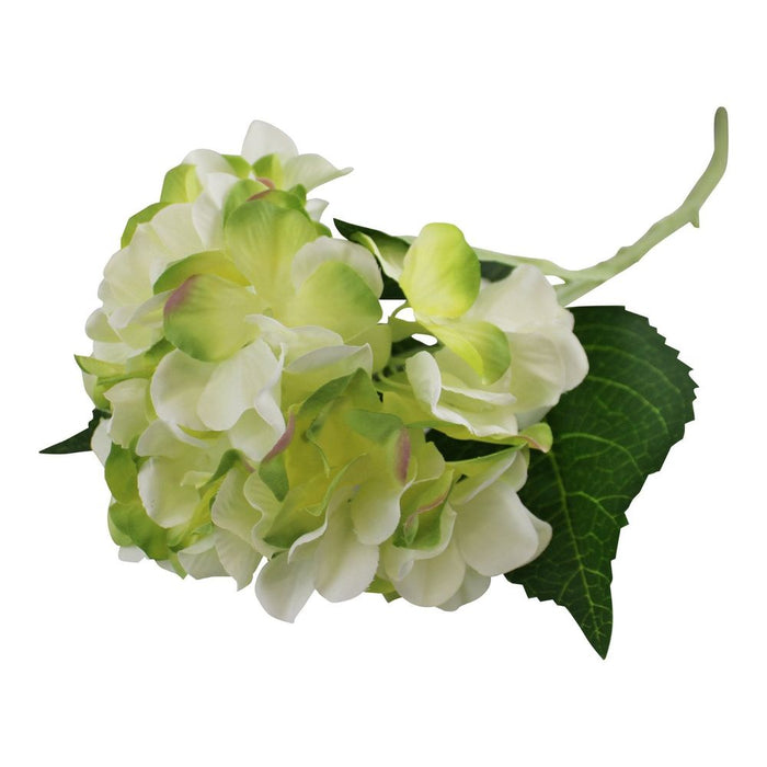 Faux Hydrangea Spray, Cream & Green, 49cm - Top Quality