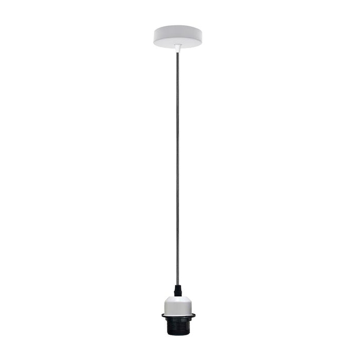 Industrial White Pendant Light Fitting, E27 Lamp Holder Set with PVC Cable - UK Standard - High-Quality