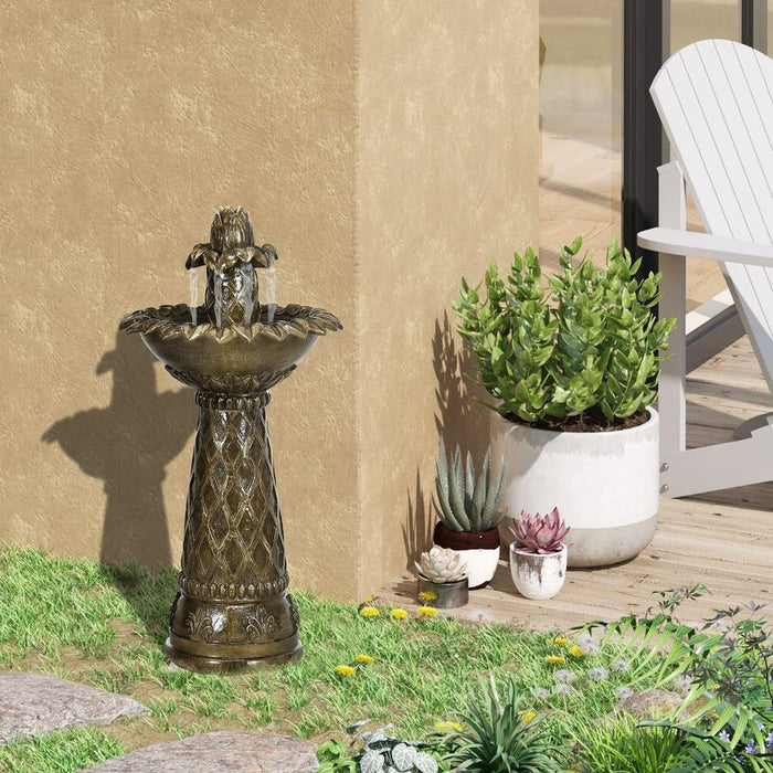 Premium 2-Tier Garden Fountain: Self-Contained, Cascading Water Feature for Beautiful Backyards