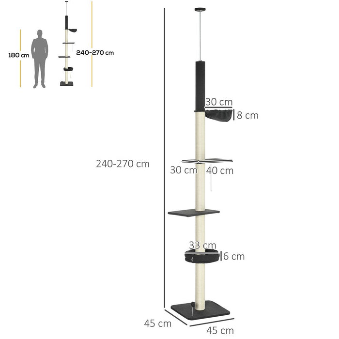 Purrfect Fit Adjustable Cat Tree, Climb & Play - Black