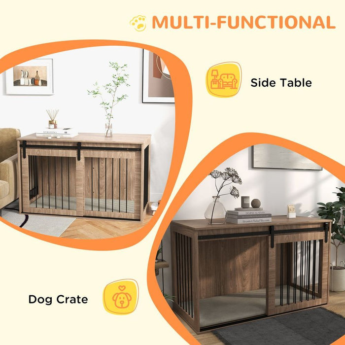 PawHut Furniture Dog Crate - Removable Cushion - Large Dogs - Brown