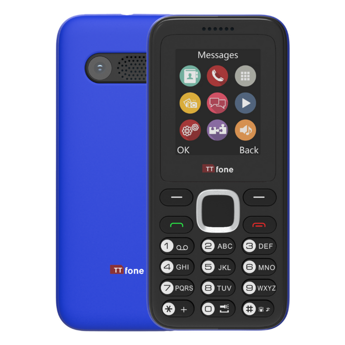 TTfone TT150 Blue Dual SIM Mobile with USB Cable, O2 Pay As You Go