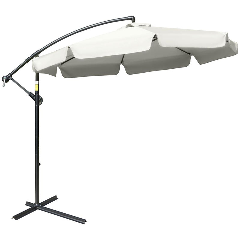Premium 2.7m Cantilever Garden Parasol - Cream White, Crank Included