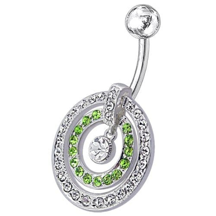 Fancy Multi Stone Jeweled Circle Dangling Belly Navel Ring Body Jewelry