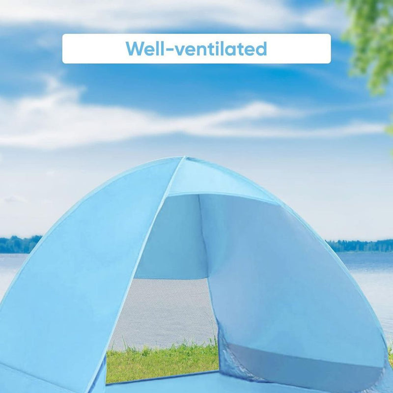 ASAB Pop Up Beach Tent - BLUE | Durable, UV Protected, Well-Ventilated, Wide Use, Easy Setup | 6 Pegs, Carry Bag | 80 characters
