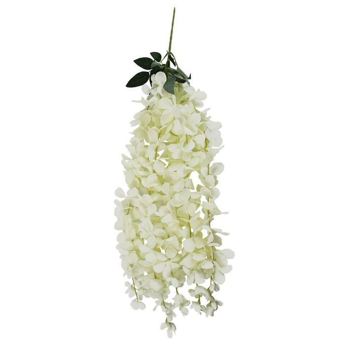 Pack of 6 x 80cm Hanging Wisteria Flowers in Cream