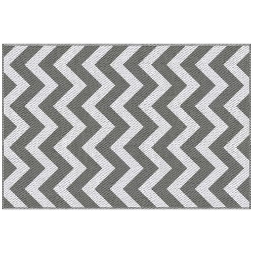 Outsunny Outdoor Rug, 1.2 x 1.8m Patio Floor Mat, Grey & White