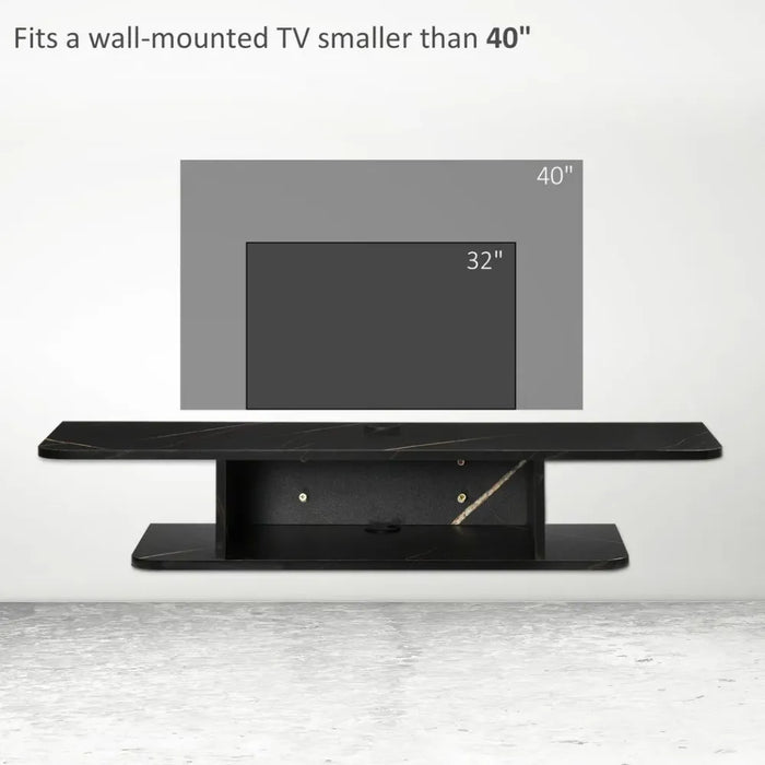 Modern Floating TV Unit Stand Wall Mount Media Console with Storage Shelf, Black" (80 characters)