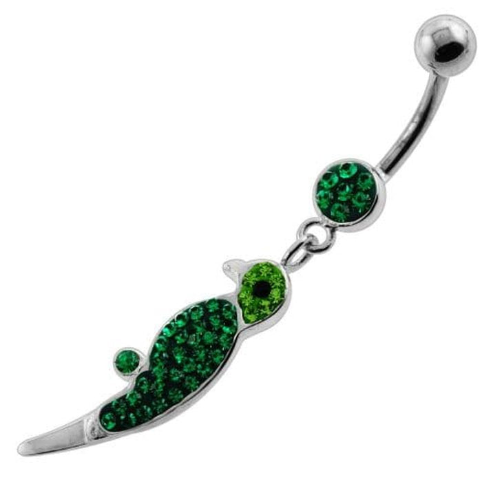 Dangling Multi Jeweled Parrot Navel Belly Button Piercing