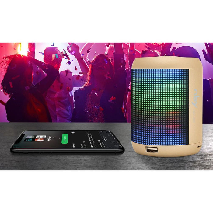 NBY Small Sound LED Bluetooth Speaker & Dancing Fountain, Gold - Portable, Wireless, Clear Sound, Party Lights