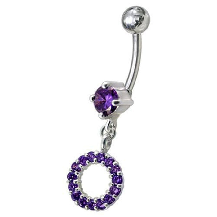 Fancy Multi Jeweled Dangling Navel Belly Ring Body Jewelry