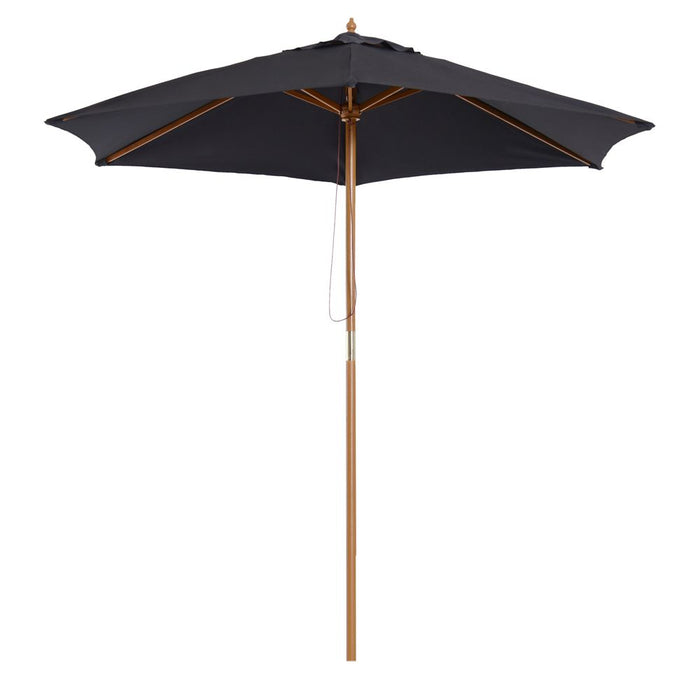 2.5m Wood Garden Parasol - Sun Shade Patio Umbrella