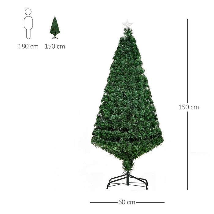 Pre-Lit Fibre Optic Artificial Christmas Tree Tree Topper Multi-Colour 5ft