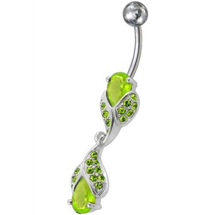 Fancy High Quality Zirconia Jeweled Dangling Banana Bar Navel Body Piercing Ring