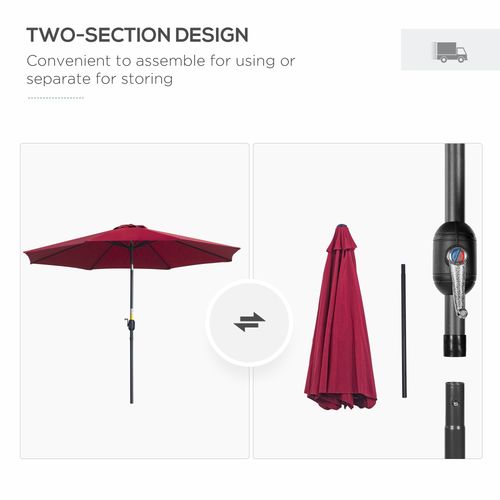 3m Umbrella, Tilt and CrankWine Red