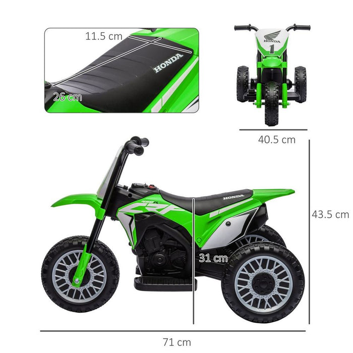 HOMCOM Honda CRF450RL Licensed 6V Kids Electric Motorbike with Horn - Green