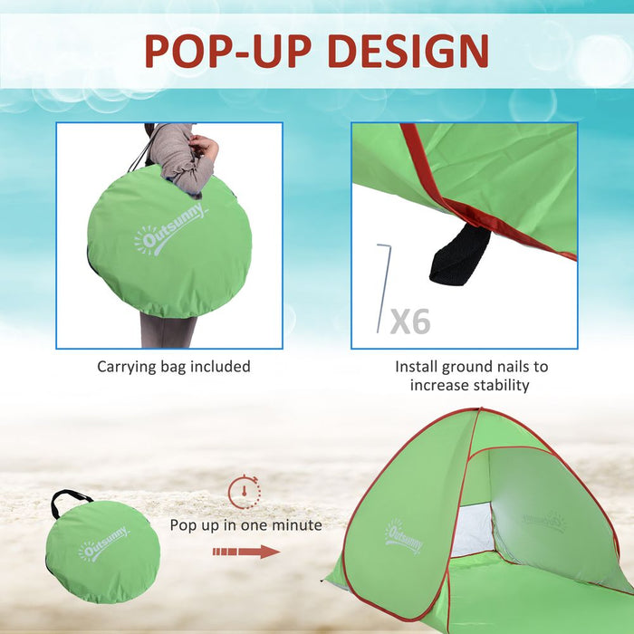 Instant Pop up Beach Tent Sun Shade Shelter, Green - Outsunny