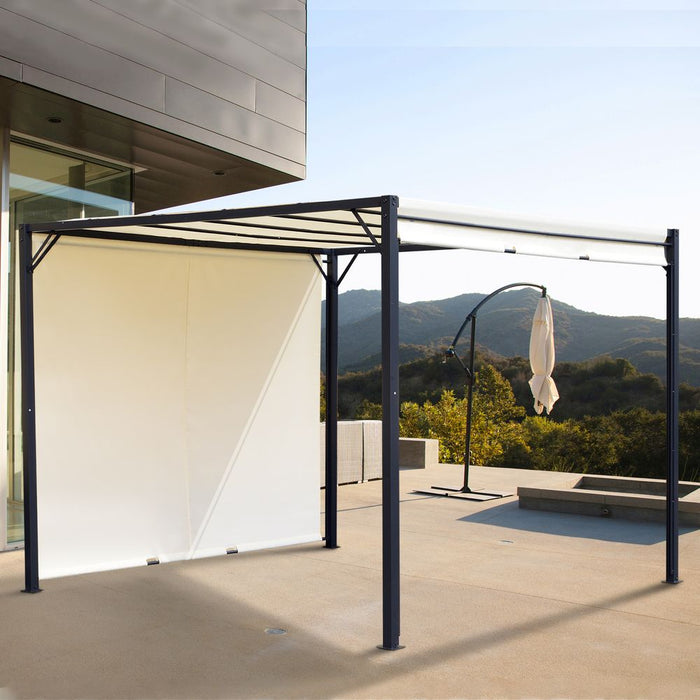 Premium 3x3m Metal Pergola w/ Retractable Canopy - UV Resistant, Cream