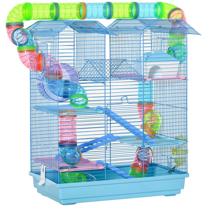 Ultimate Multi-Level Animal Cage Kit for Small Pets - Hammster Cage with Accessories by Pawhut