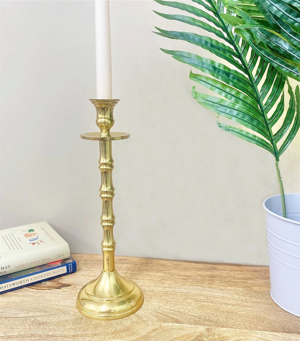 Premium Brass Metal Dinner Candlestick - 30cm Height, 10cm Base - High Quality