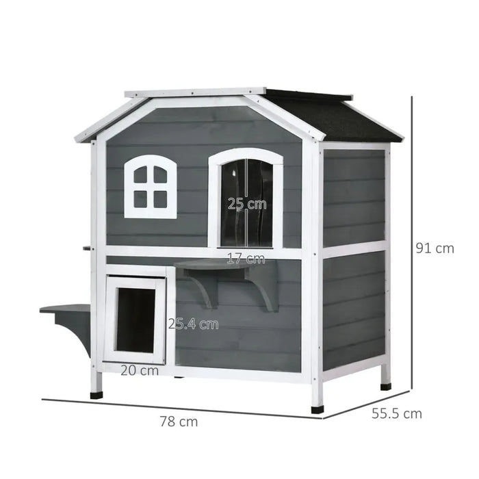 Cat Condo w/ Tons of Room & Openable Roof, Fir Wood, Outdoor/Indoor Catio Grey