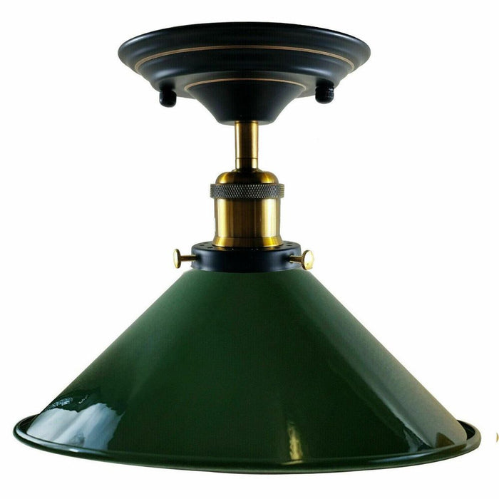 Vintage Industrial Metal Cone Shade Flush Mount Ceiling Light Indoor Fittings