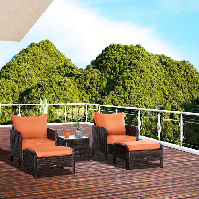 2 Seater PE Rattan Garden Furniture Set, Glass Top Table  Brown