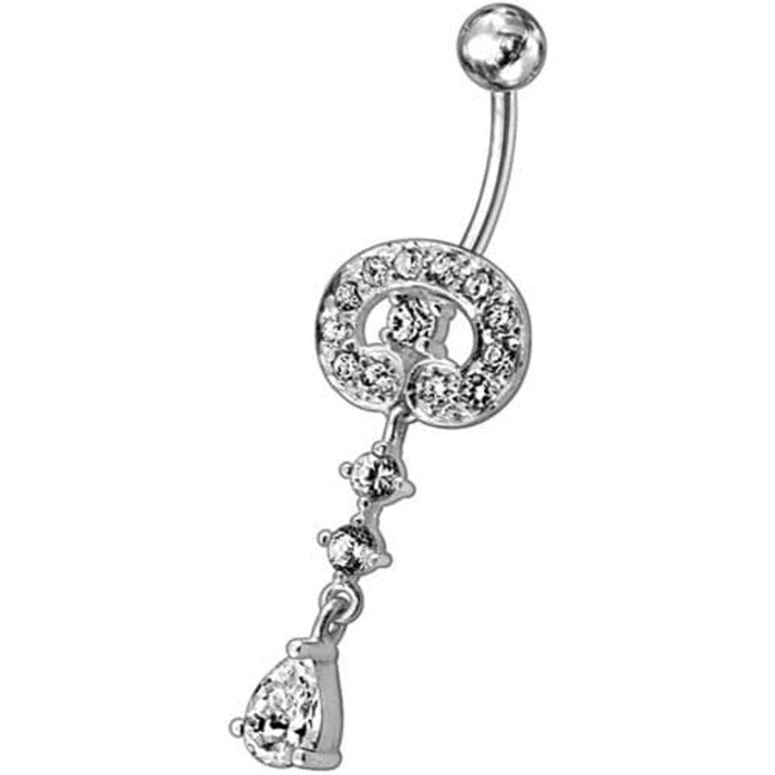 Fancy Vintage Indian Jewelry Jeweled Silver Dangling SS Bar Belly Ring